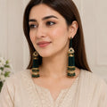 Luxury Emerald Green Crystal Beaded Bridal Kaleere Set with Gold Detailing